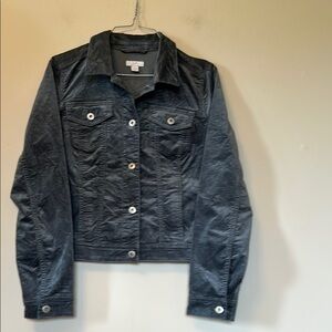 J. Jill blue/grey  brushed cotton jean jacket classic cropped design size XS NWT